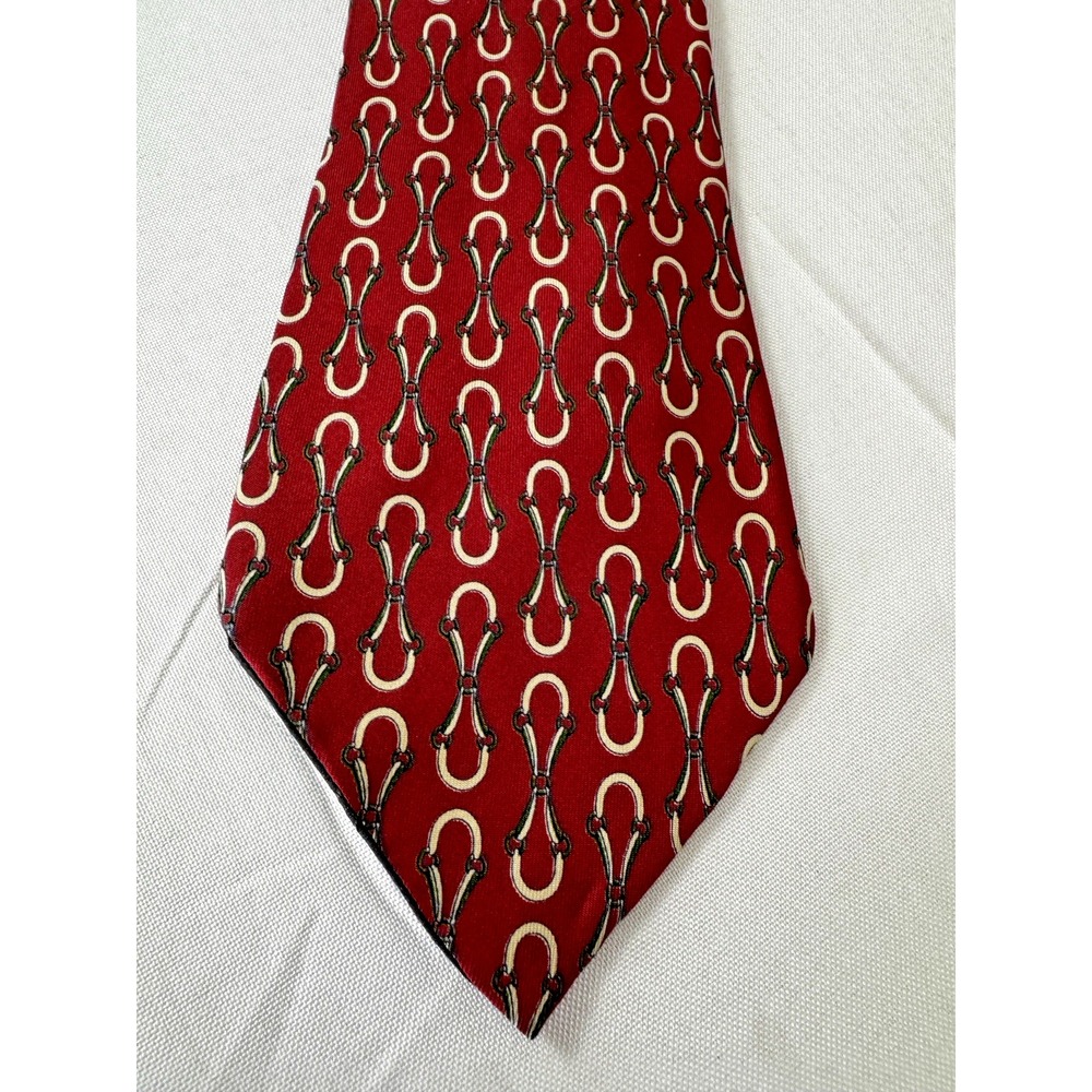 Vintage Gucci Mens Silk Horsebit Tie Classic Equestrian Italy Luxury Old Money